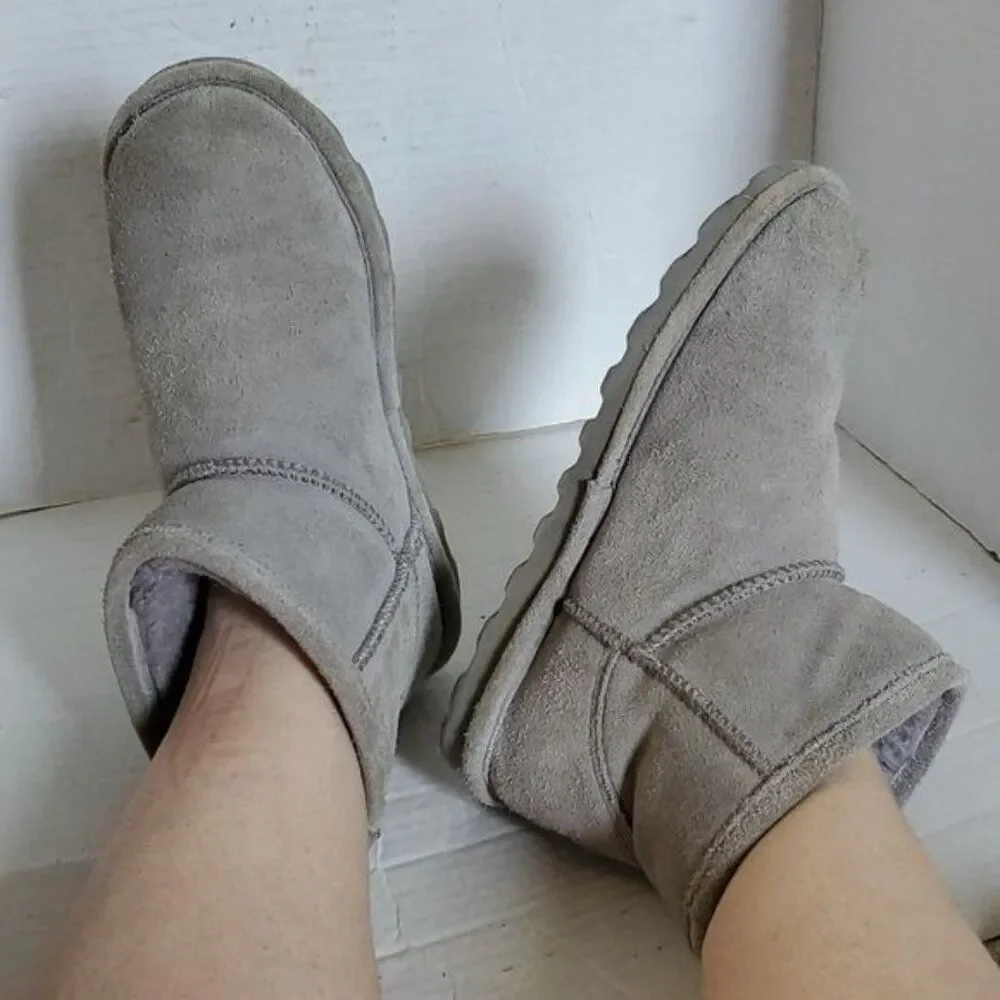 Bearpaw Boots Booties Shoes Gray Suede Winter Snow Alyssa Ankle Youth GIRLS 4